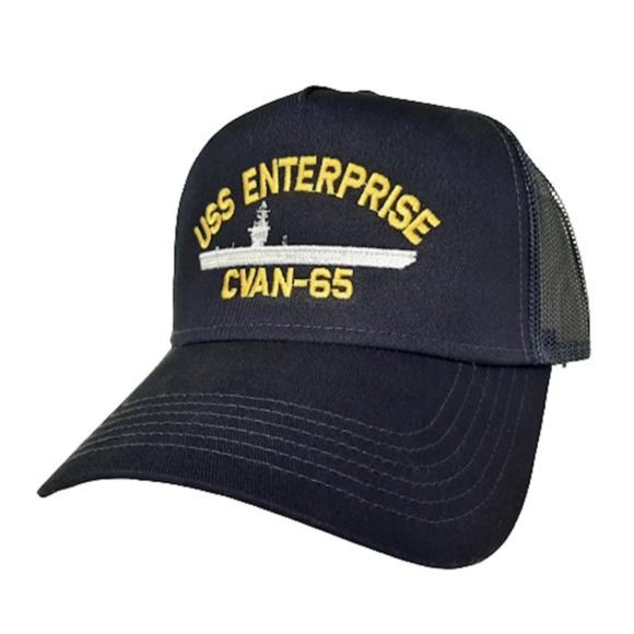 USS Enterprise CVAN-65 Baseball Cap Hat Mesh Snapback Blue Embroidered US Navy - Picture 2 of 5